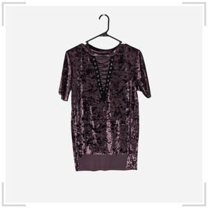 Velvet Lace Up Top
